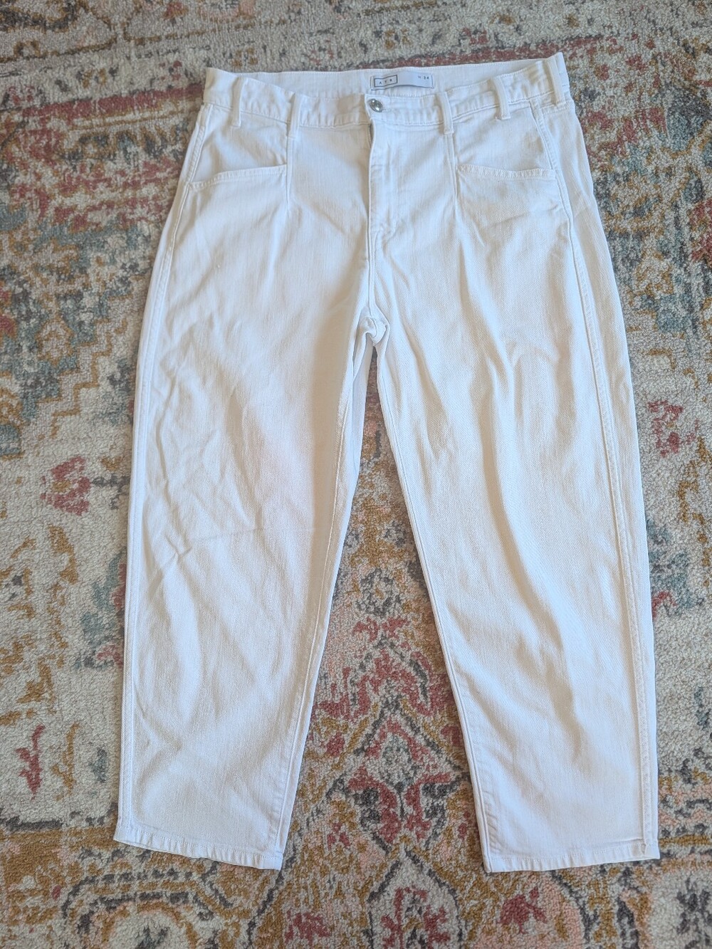 AYR The Beat Womens 34 White Wide-Leg Jeans Barrel Casual Loose